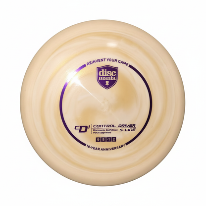 Discmania CD1 10th Anniversary Golden Swirl disc golf disc on white background